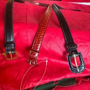 Set of Three Leather Belts - 2 Black, 1 red.